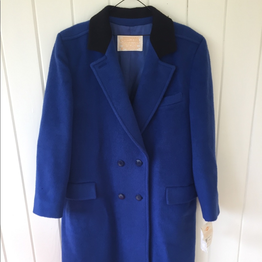 Vtg NWTS PENDLETON WOOL TRENCH PEA COAT Sz14
